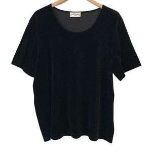 Vintage 90s velvet boxy tee shirt 2x black